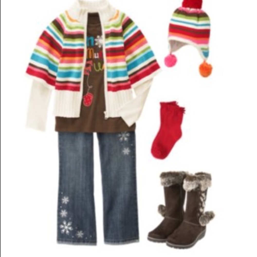 Gymboree Girls Winter Cheer multi striped sweater